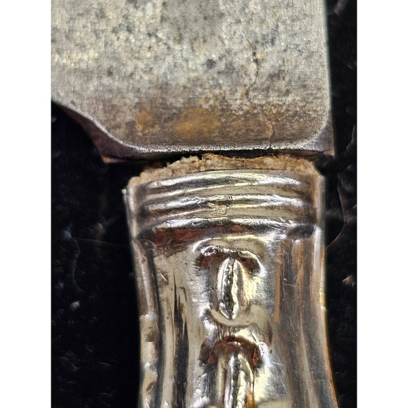 Butter Spreader Sterling Silver Handle Floral Art Nouveau Antique Silver - Picture 8 of 11